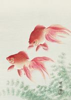 Plakat 50x70cm Two Veil Goldfish, Koson Japoński Vintage do Salonu