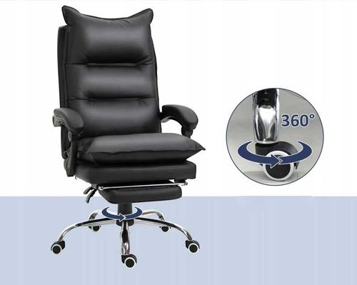 fotel biurowy skóra eko z podnóżkiem czarny pako v na Arena.pl