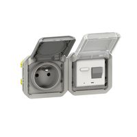 Nowe Plexo - Gniazdo 2P+Z RCBO, mechanizm 16 A-250 V~ - szare - Legrand 069567L