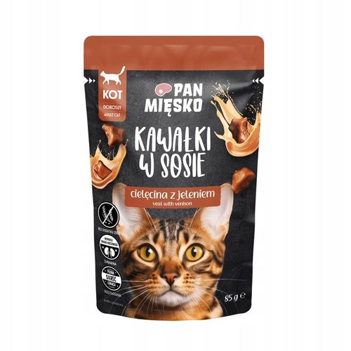 PAN MIĘSKO KARMA DLA KOTA MOKRA KAWAŁKI W SOSIE MIX SMAKÓW 12x85G na Arena.pl