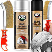 K2 ZESTAW LAKIER FARBA DO MALOWANIA ZACISKÓW HAMULCOWYCH SPRAY SREBRNY