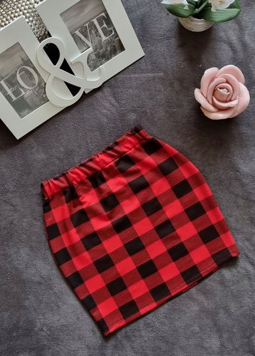 SPÓDNICZKA MINI w KRATKĘ obcisła OŁÓWKOWA na GUMCE S/M na Arena.pl