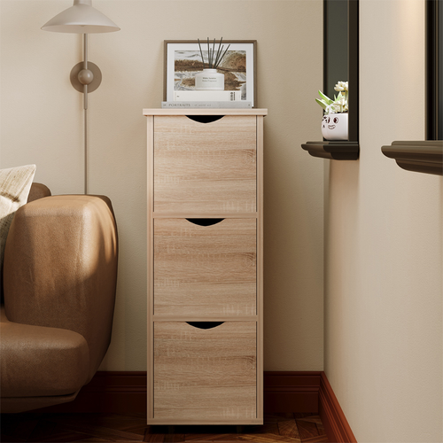 SZAFKA SŁUPEK Z SZUFLADAMI RUSTYKALNY DĄB KOMODA STOJĄCA WĄSKA POJEMNA na Arena.pl