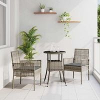 Zestaw do jadalni w ogrodzie 3 pcs Szary polirattan