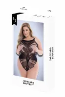 baci jacquard bodysuit black qs - koronkowy body z siateczką