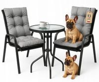 MEBLE NA BALKON TARAS ZESTAW STÓŁ KRZESŁA PODUSZKI OGRODOWE SOLIDNE KOMPLET