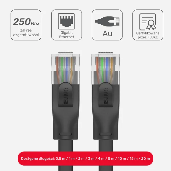 Unitek Kabel sieciowy płaski Ethernet Cat.6 0,3m zdjęcie 2