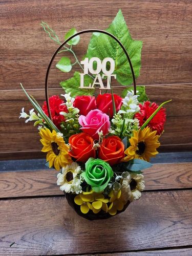 Bukiet kosz upominkowy kwiaty mydlane PACHNĄCE na Arena.pl