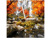 30X30CM ZEGAR JESIENNY WODOSPAD OBRAZ DREWNO