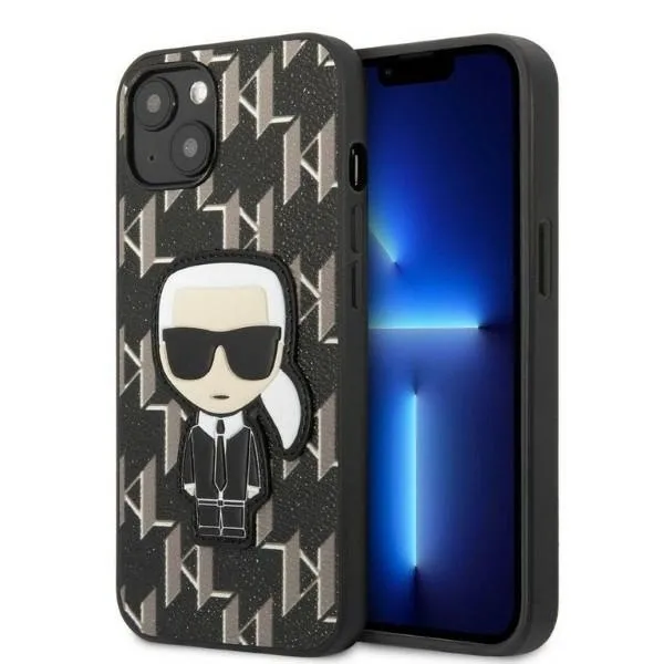 Etui Karl Lagerfeld Monogram Ikonik Patch na iPhone 13 mini - czarne zdjęcie 1