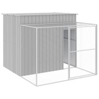 Buda dla psa, z wybiegiem, jasnoszara, 214x253x181 cm, stal