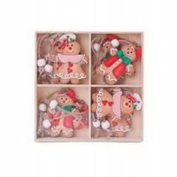 Komplet zawieszek choinkowych PIERNICZKI drewniane 12 sztuk w opakowaniu