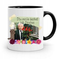 Kubek Czarny Śmieszny Pis Jarosław Kaczyński Z Nadrukiem Ze Zdjęciem
