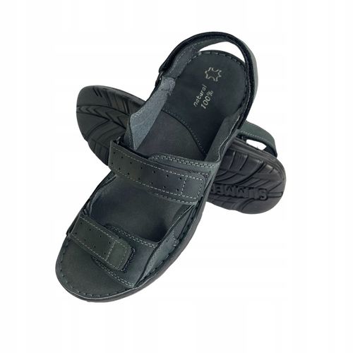 SANDAŁY MĘSKIE SKÓRZANE OBUWIE BUTY NA RZEPY SKÓRA BYDLĘCA + GRATIS ŁYŻKA na Arena.pl