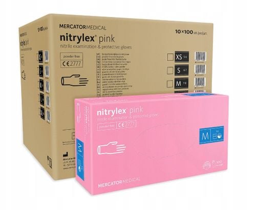 Rękawice nitrylowe nitrylex pink M karton 10 x 100 szt na Arena.pl