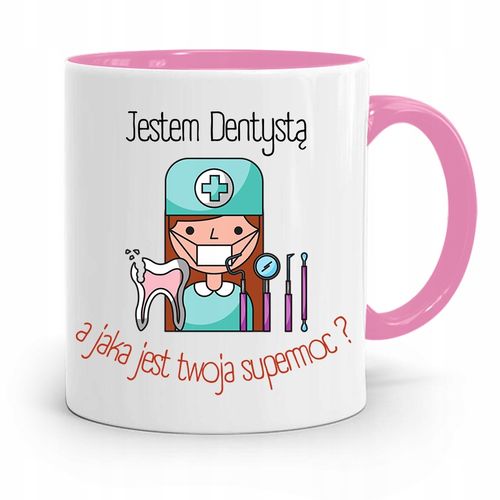 Kubek Różowy Prezent Dentysty Jestem Dentystą Z Nadrukiem Ze Zdjęciem na Arena.pl