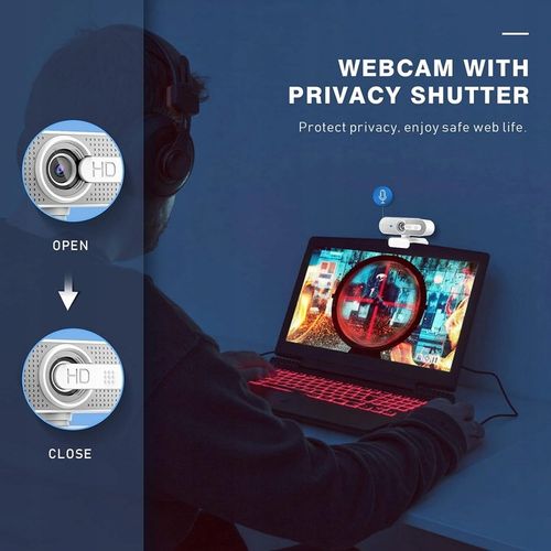 KAMERA INTERNETOWA KOMPUTEROWA ASHU USB 1080P SREBRNA AUTOFOKUS MIKROFON na Arena.pl