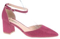 Czółenka na obcasie słupku 6 cm. fuksja brokatowe Rozmiar obuwia - 38