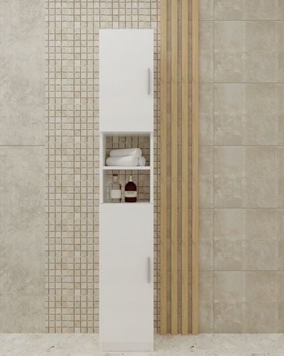 REGAŁ ŁAZIENKOWY STOJĄCY SZAFA BIAŁY 190cm SZAFKA PÓŁKA SŁUPEK WYSOKI na Arena.pl