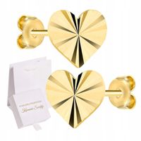 ZŁOTE KOLCZYKI DLA DZIEWCZYNKI 585 SERCA SERDUSZKA DIAMENTOWANE SZTYFT