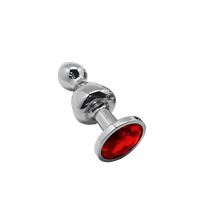 korek analny lollypop double ball metal plug l red wooomy