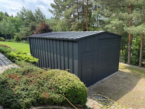 Garaż Blaszany dwuspadowy Rąbek 4x6 Ciemny Grafit MAT PREMIUM na Arena.pl