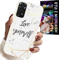 ETUI DO XIAOMI NOTE 11 PRO - BIAŁY MARMUREK W ZŁOTE RAMKI LOVE YOU