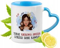 Dla Amelii Kubek Błękitny Z Uszkiem W Kształcie Serca Na Prezent Na Kawę