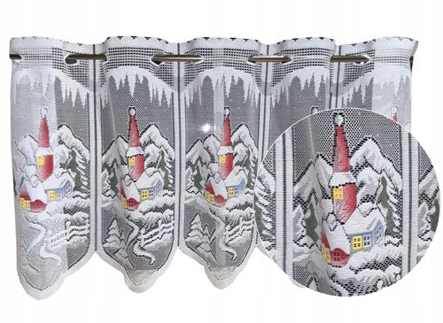 ZAZDROSTKA firana kuchenna BOŻE NARODZENIE święta Zimowe Miasteczko 130x40 na Arena.pl