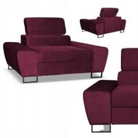 Fotel wypoczynkowy Bosso salon Family meble bordowy welur reg zagłówek