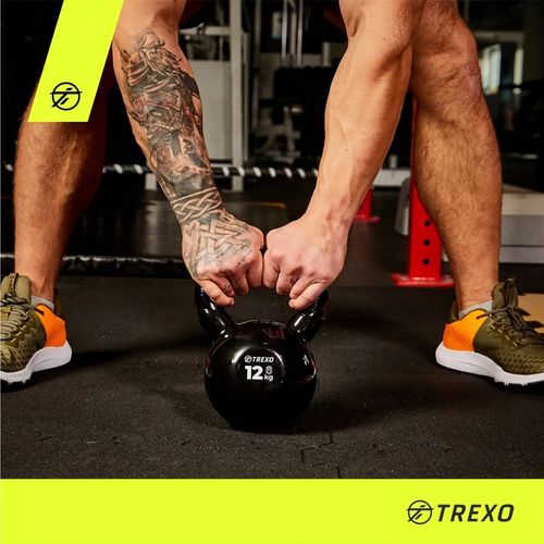 Kettlebell TREXO VKB12 12 kg Oznaczenie wagi Żeliwny Okrągły szeroki uchwyt na Arena.pl