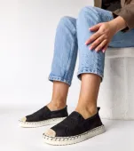 Czarne espadryle zdobione brokatem Lucie 38