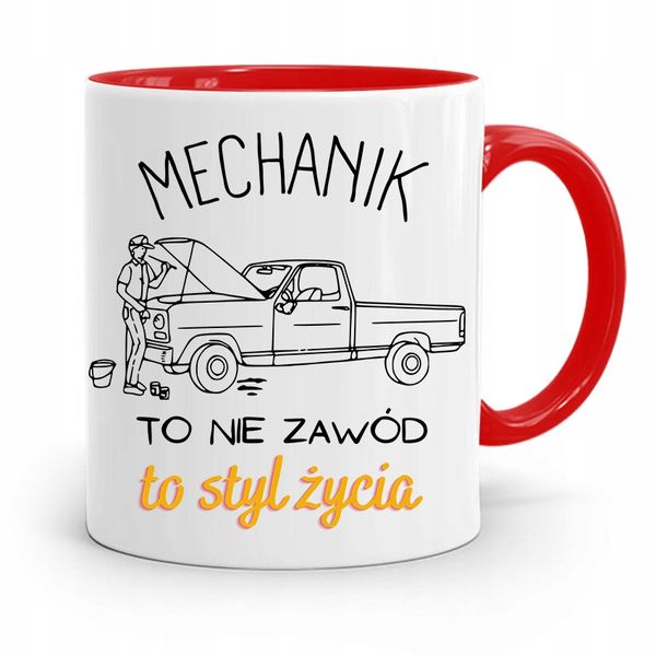 Kubek Czerwony Prezent Dla Mechanika To Styl Życia Z Nadrukiem Ze Zdjęciem zdjęcie 1