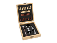 Zestaw z Kompletem Akcesoriów do Wina z Szachami w Drewnianym Pudełku