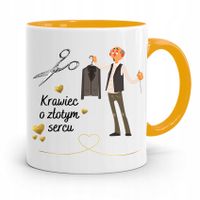 Kubek Żółty Krawca Krawcowej O Złotym Sercu Z Nadrukiem Ze Zdjęciem