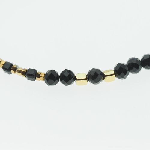 Bransoletka - cięty Turmalin czarny. Hematyt i srebro złocone 19 cm na Arena.pl