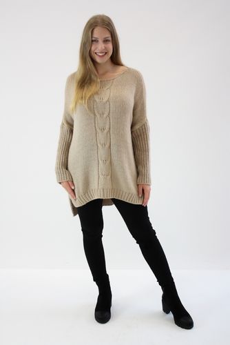 Sweter oversize warkocz Magda Beżowy UNI na Arena.pl