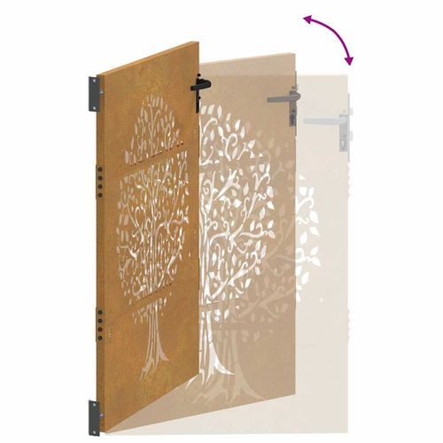 Furtka ogrodowa, 85x150 cm, stal kortenowska, motyw drzewa na Arena.pl