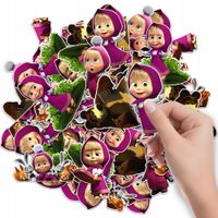 NAKLEJKI ETYKIETY NA ZESZYT NALEPKA Z POSTACIAMI MASHA MIŚ WZORY 6 SZT