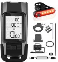 LAMPKA ROWEROWA LED PRZÓD + TYŁ CZARNA BEZPRZEWOD. LICZNIK DZWONEK KLAKSON