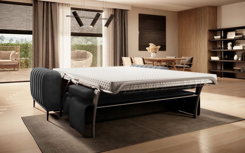 Nowoczesna Kanapa GANDI 160 Funkcjonalna Sofa System Rozkładania Grafitowa zdjęcie 2