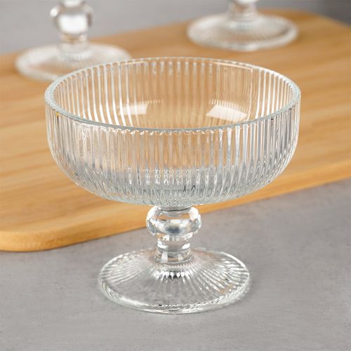 6x Pucharki Ryflowane Szklane na Nóżce do Lodów Deserów Lody Desery 270ml na Arena.pl