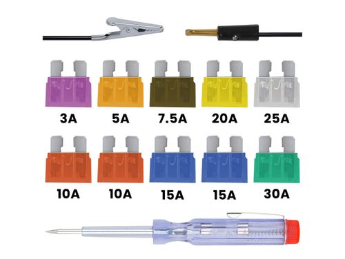Próbnik miernik napięcia 130mm śrubokręt 6-24v + bezpieczniki zestaw na Arena.pl