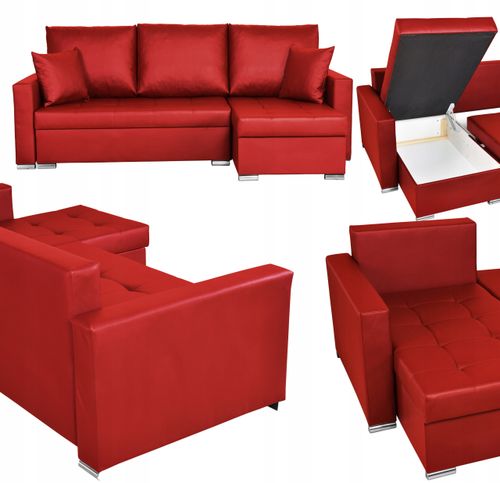 Narożnik rozkładany z funkcją spania ekoskóra Varius rogówka Family Meble na Arena.pl