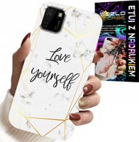 ETUI DO HUAWEI Y5P - BIAŁY MARMUREK W ZŁOTE RAMKI LOVE YOU