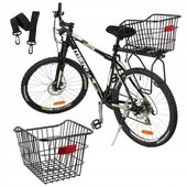 KOSZ NA BAGAŻNIK ROWEROWY TYŁ METALOWY KOSZYK DUŻY CZARNY + ODBLASK