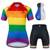 STRÓJ ROWEROWY KOMPLET KOLARSKI DAMSKI ŻELOWY LGBT