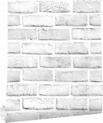 SAMOPRZYLEPNA TAPETA BIAŁA CEGŁA 3D OKLEINA 45cm x 10m na Arena.pl