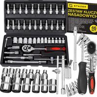 ZESTAW KLUCZY NASADOWYCH BITÓW GRZECHOTKA ADAPTERY KLUCZE NASADOWE 46szt