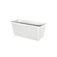 Doniczka Rattan skrzynka 50 cm podstawka Biały